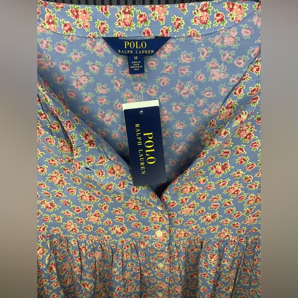 Girls Polo by Ralph Lauren NWT Blue Floral Casual Dress Sizes 6,7,10,12,15,& 16 - Picture 5 of 9